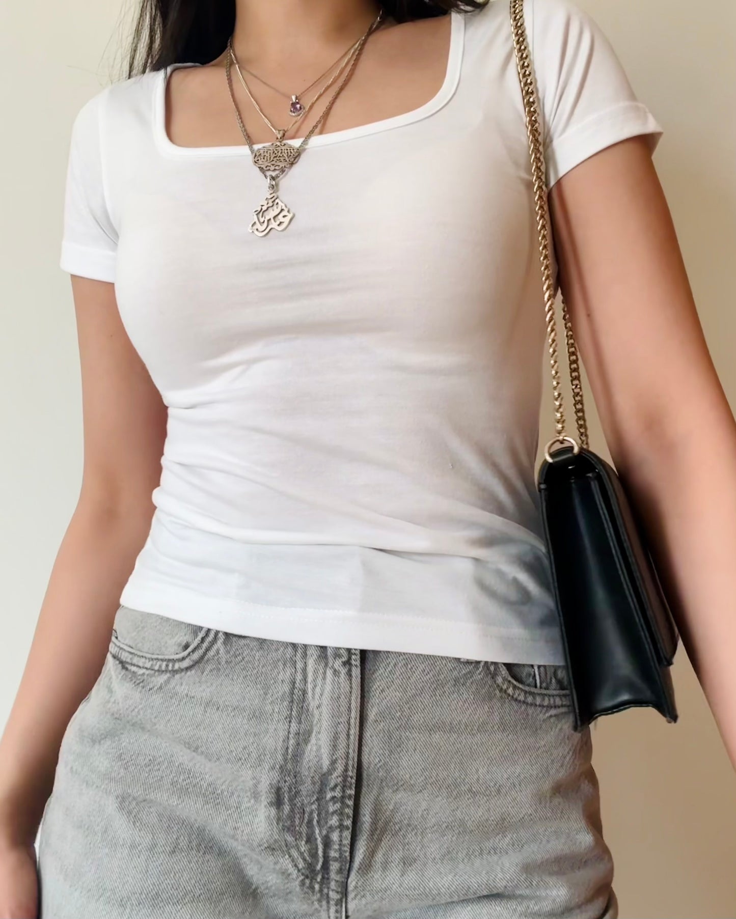 Square Neck Top - White