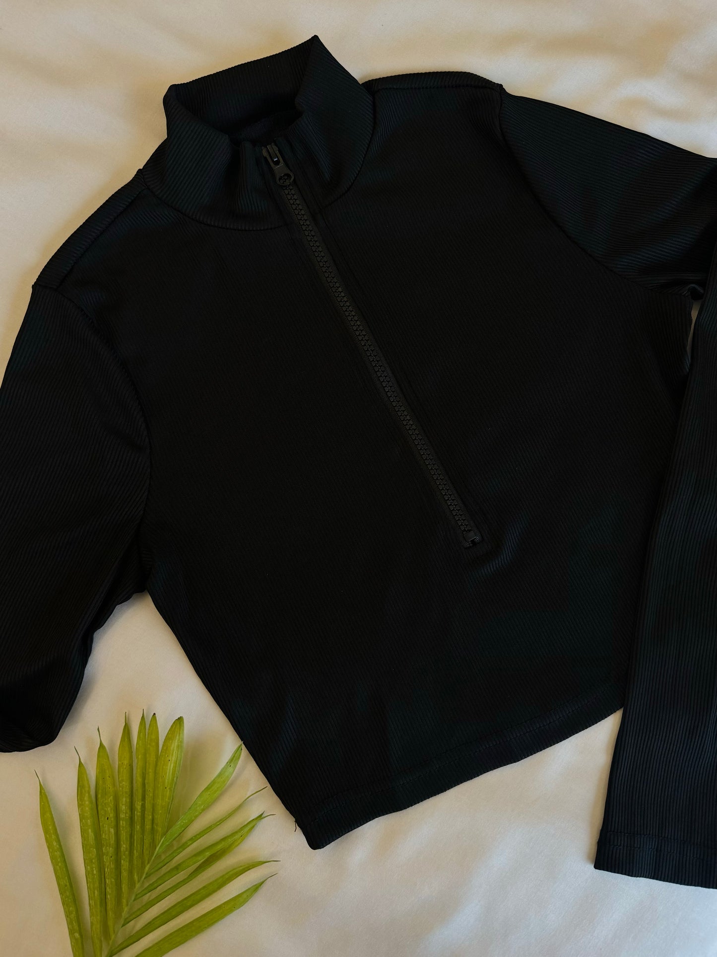 Black Zip Crop Top