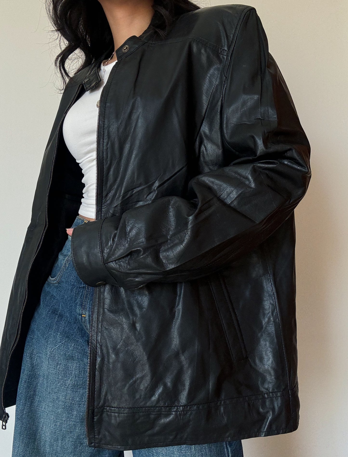 Black Leather Jacket (genuine leather)