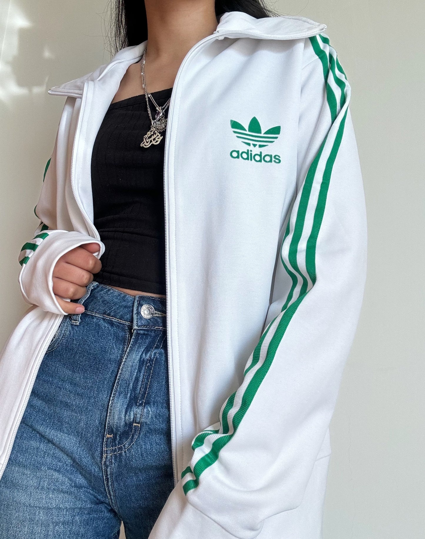 Adidas White Zip Up Jacket