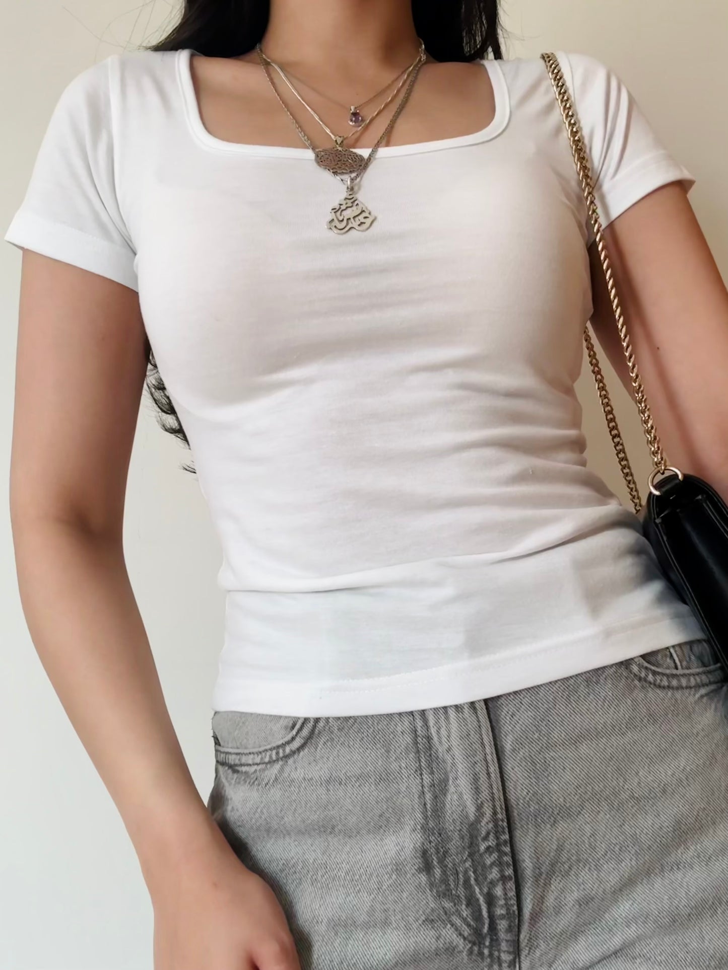 Square Neck Top - White