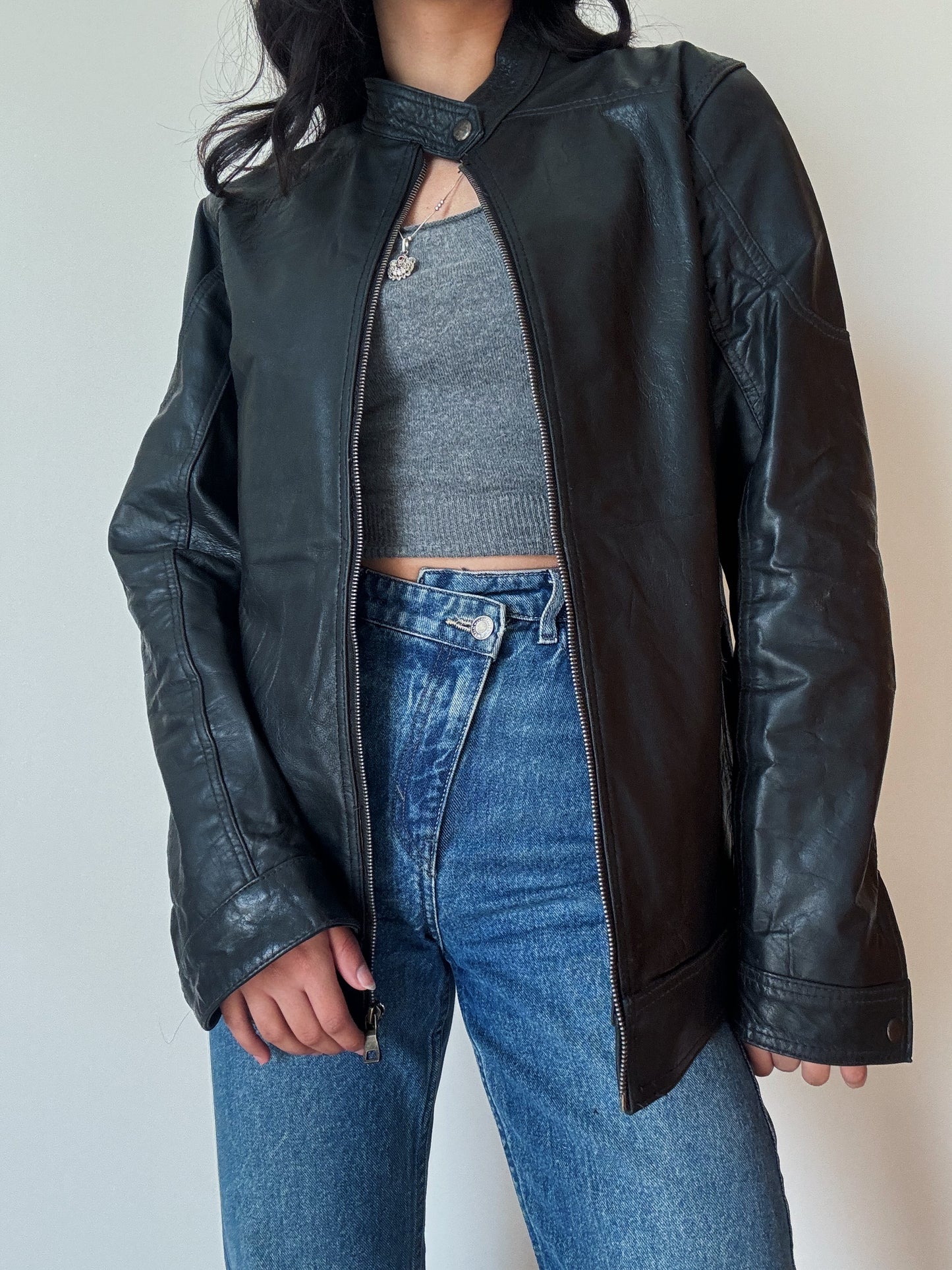 Black Leather Jacket (genuine leather)