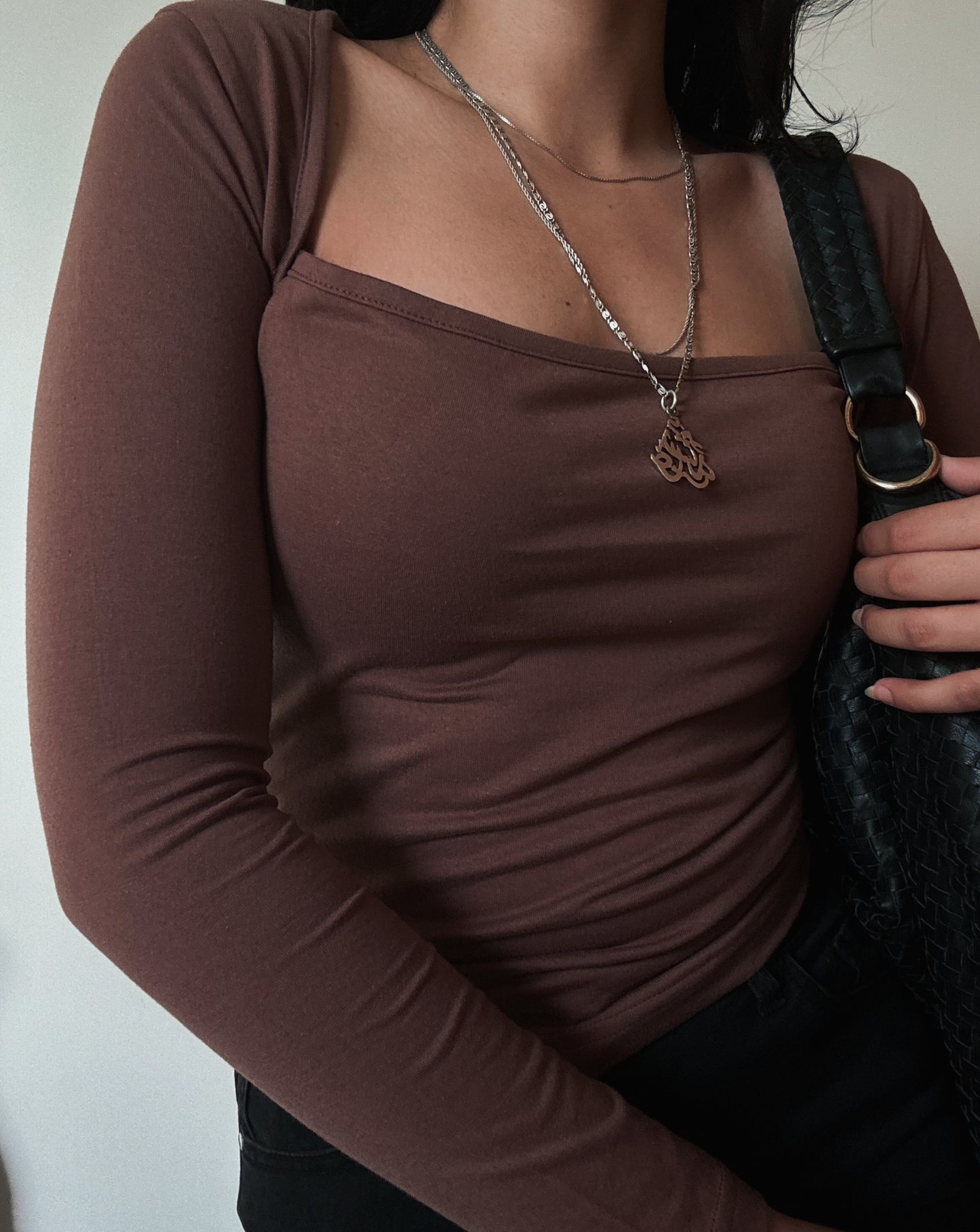Basic Square Neck Top - Chocolate