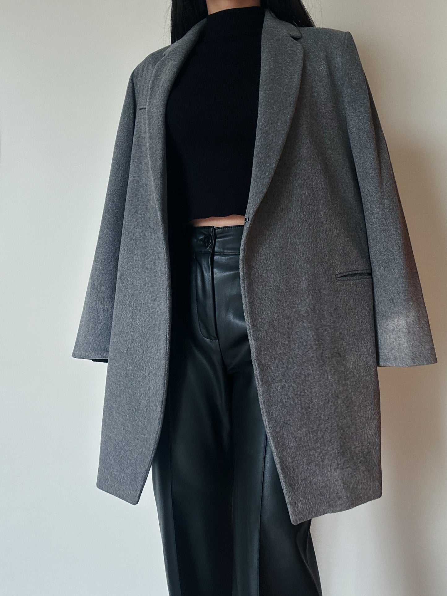 Light Grey Midi Coat (70% Wool)