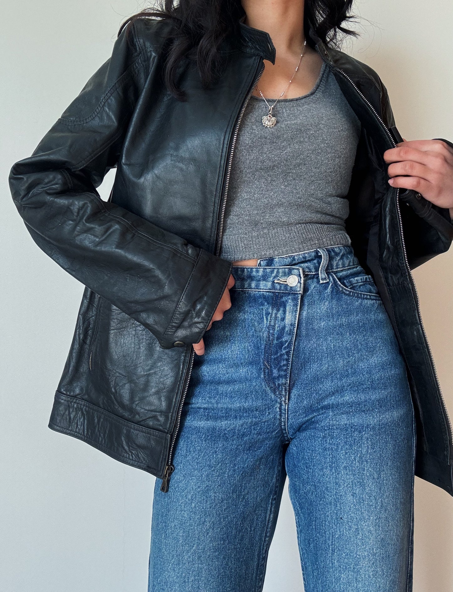 Black Leather Jacket (genuine leather)