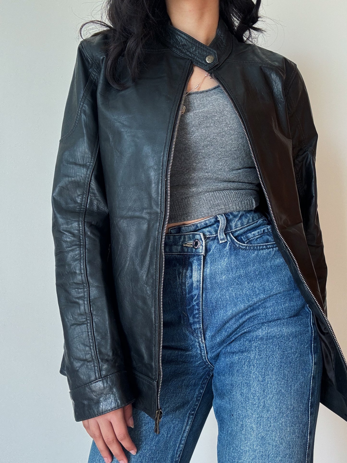 Black Leather Jacket (genuine leather)
