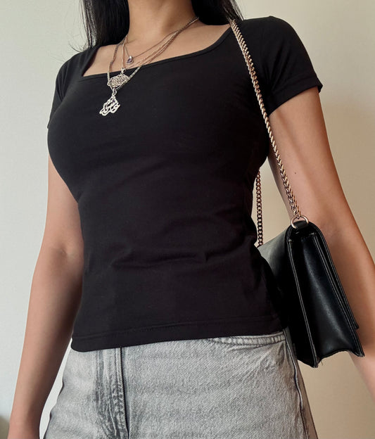 Square Neck Top - Black