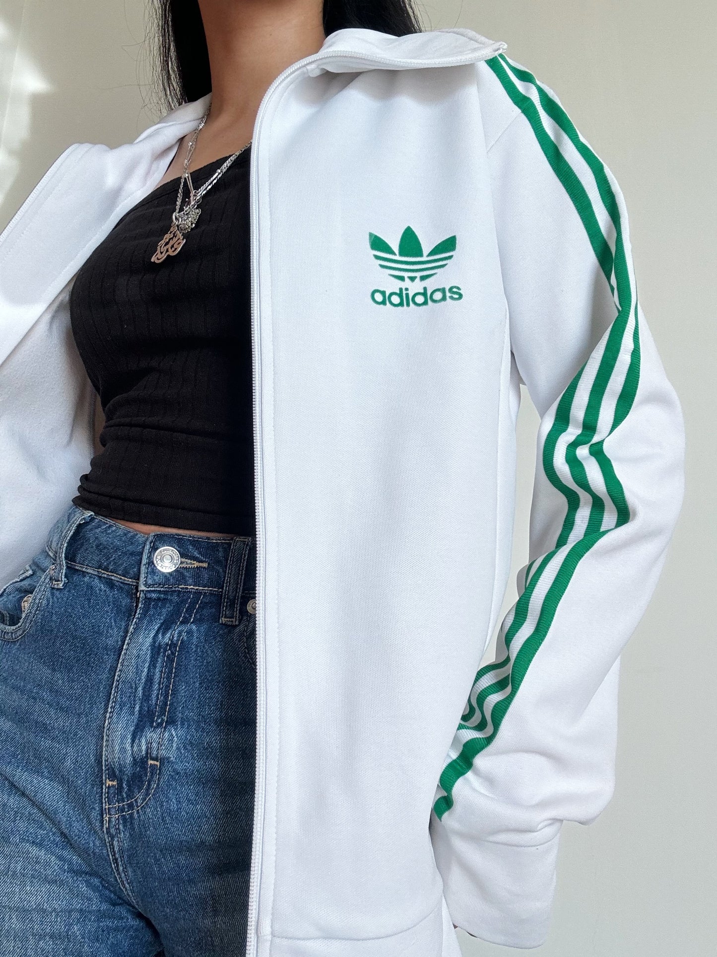 Adidas White Zip Up Jacket