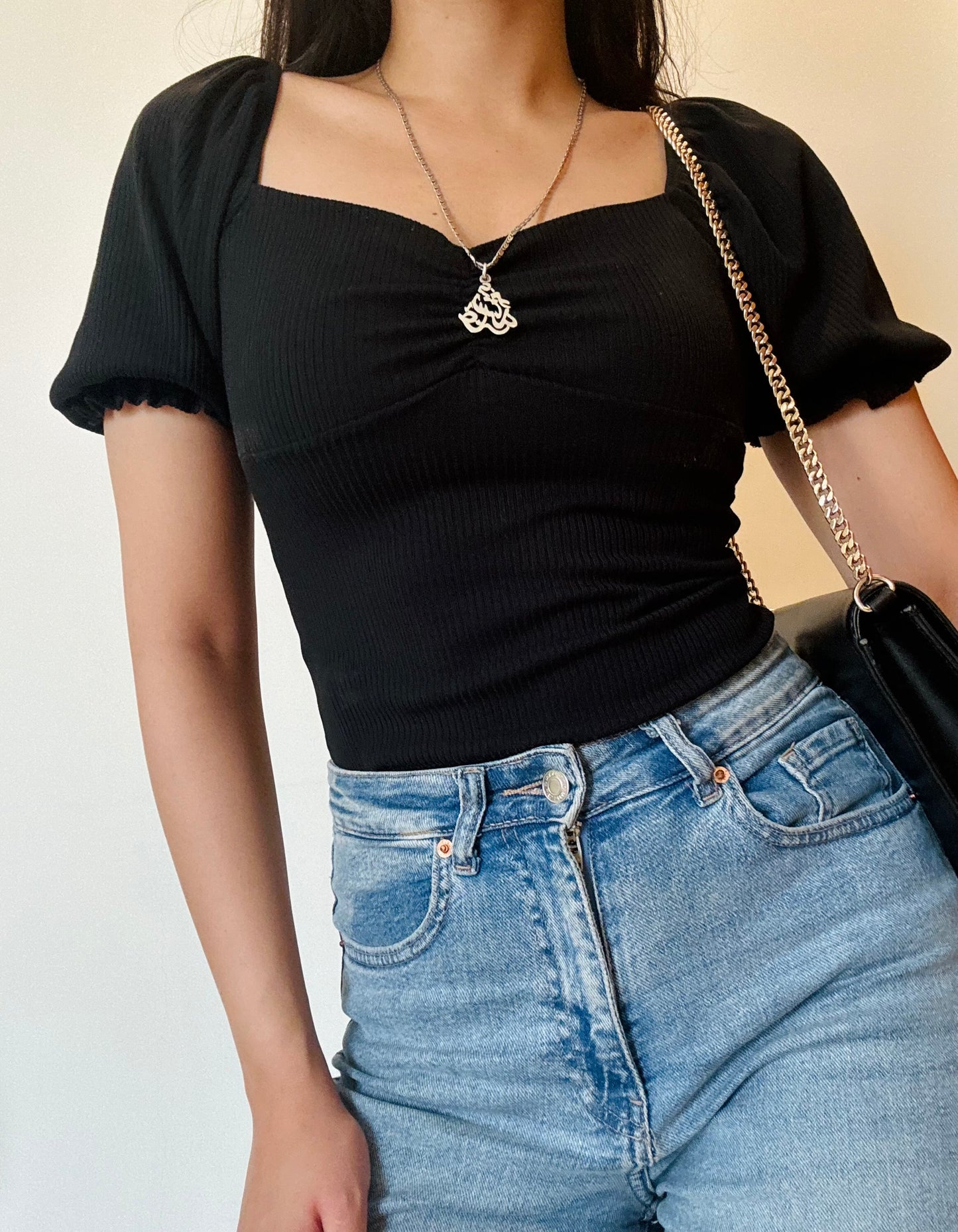 Black Puff Bodysuit