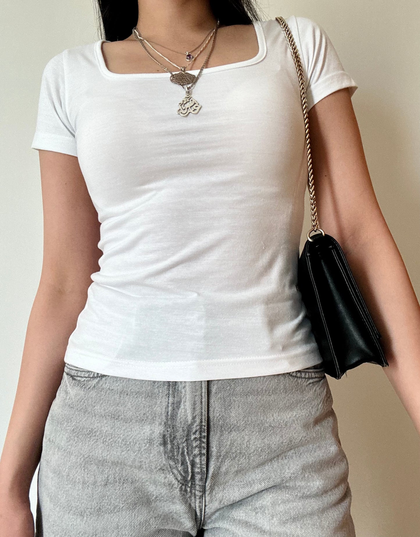 Square Neck Top - White