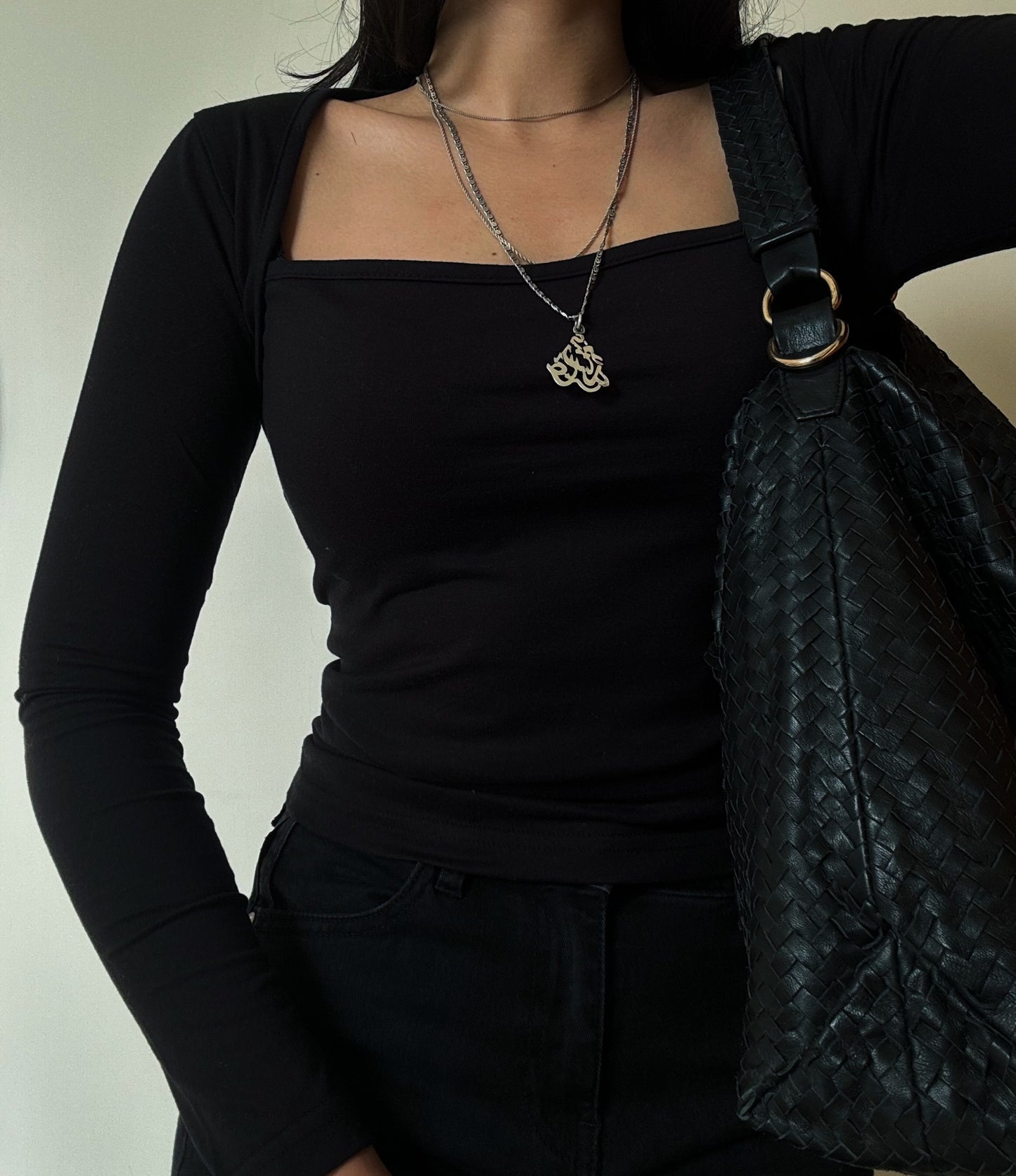 Basic Square Neck Top - Black