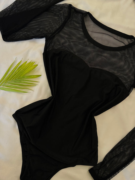 Black Sweetheart Neck Bodysuit
