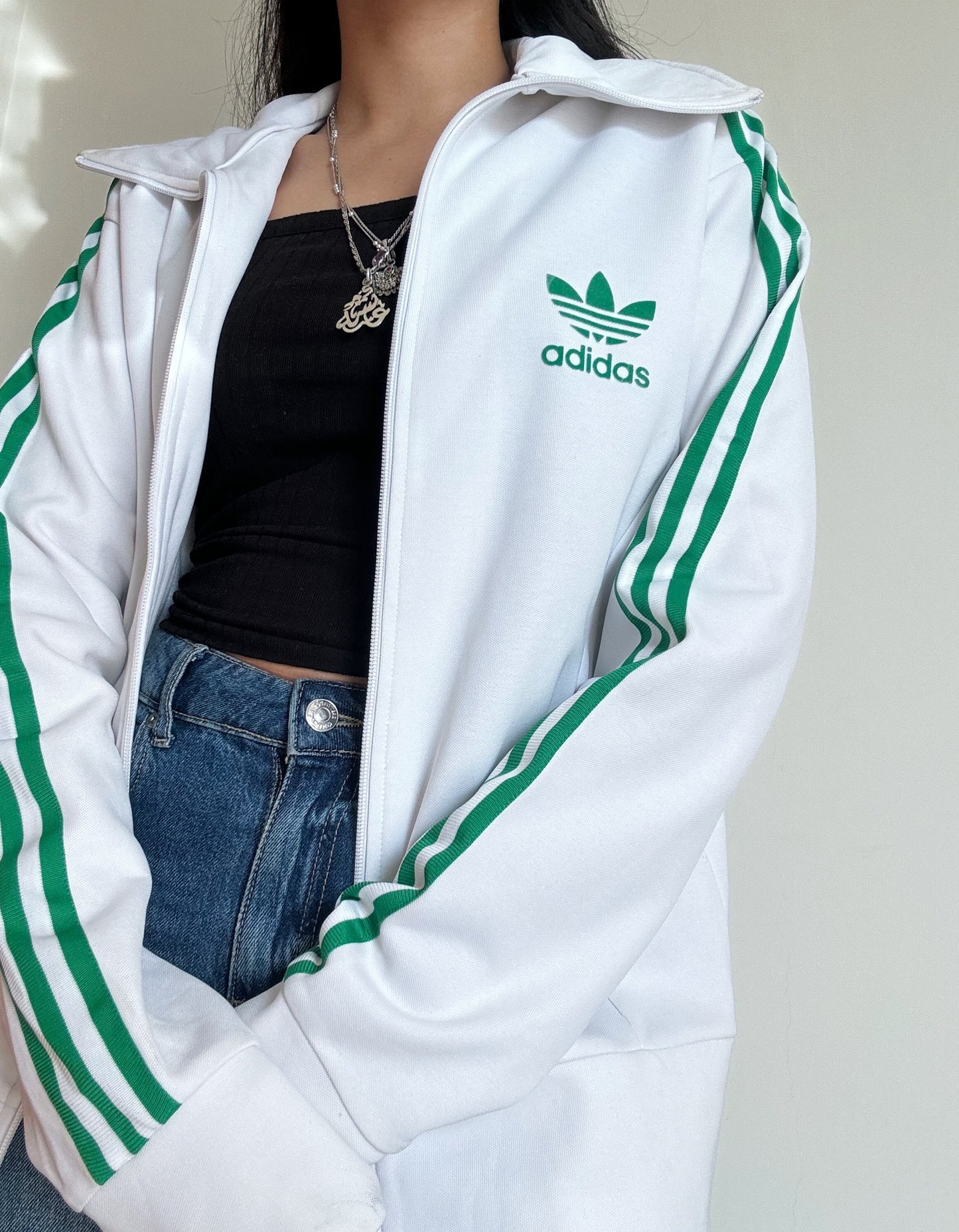 Adidas White Zip Up Jacket