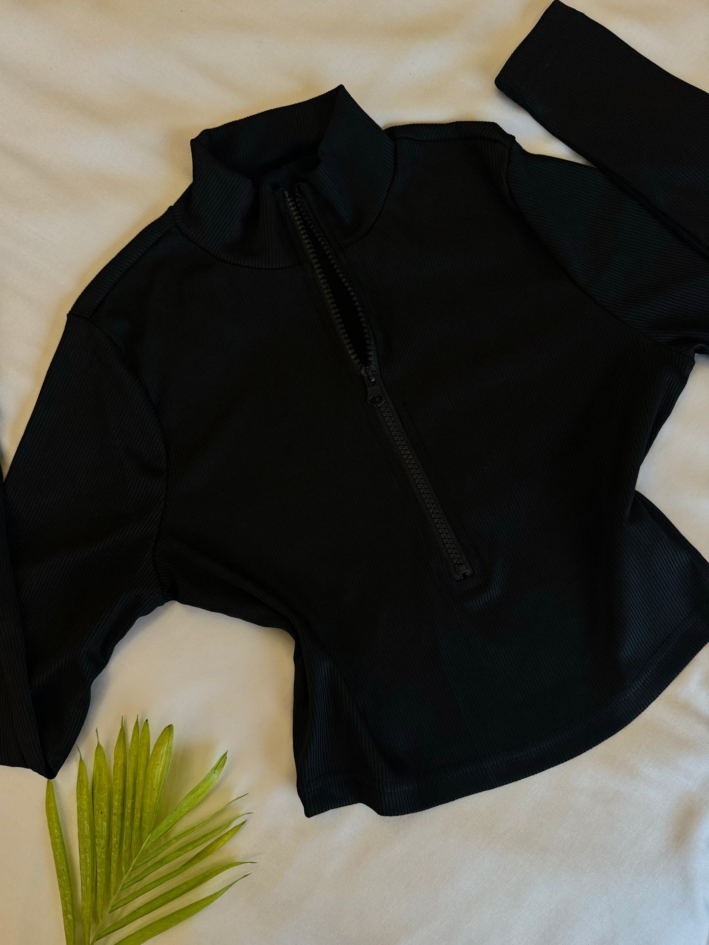 Black Zip Crop Top